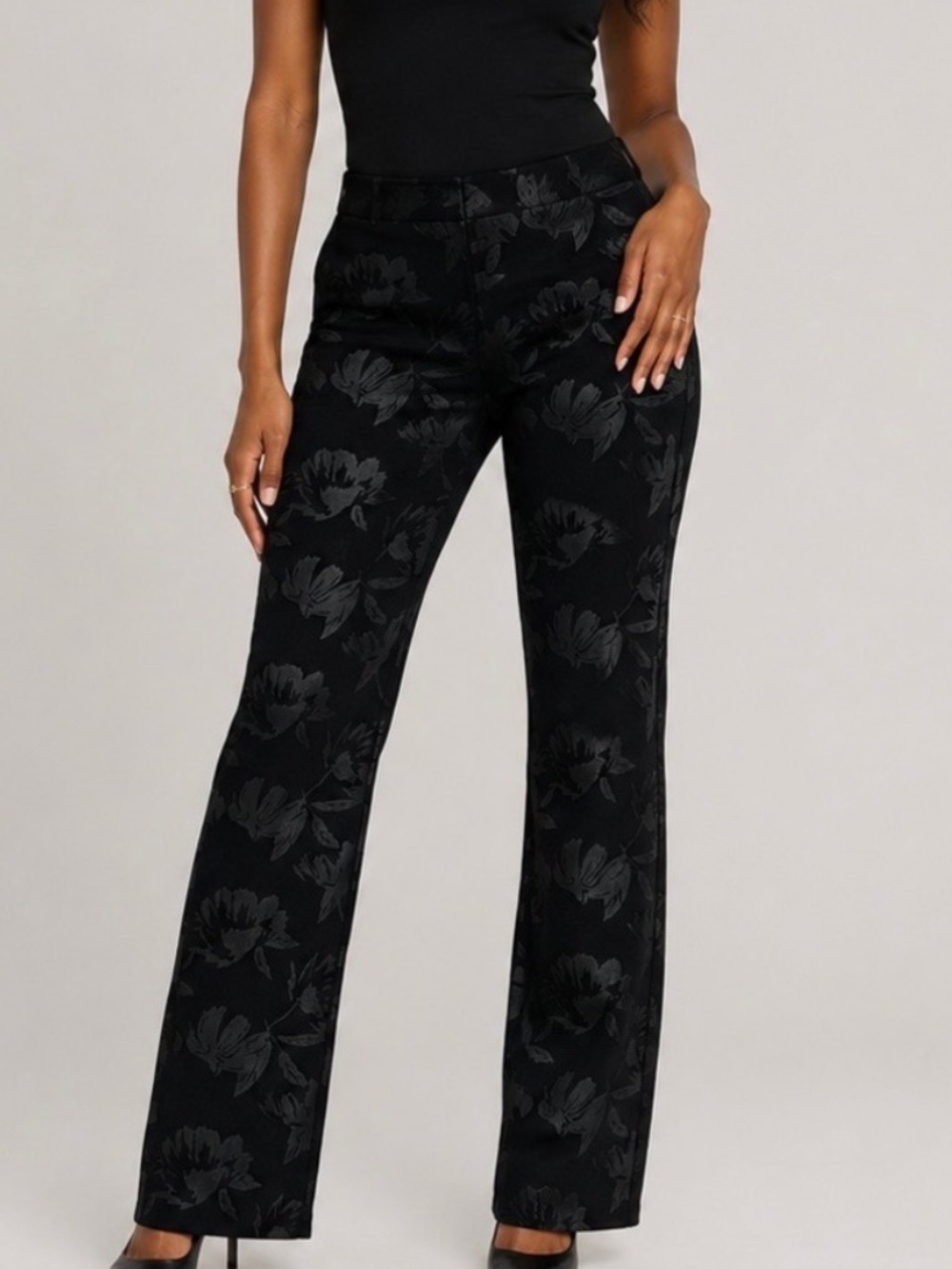 NWT Soft Surroundings Twilight Floral Ponte Pants Size L 14-16